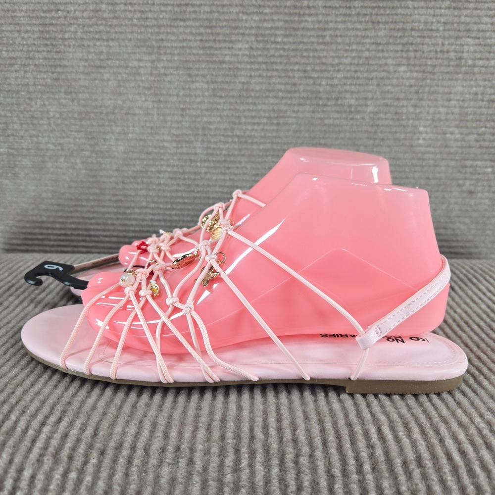No Boundaries Womens 9 Pink Ocean Charm Corded Memory Foam Gladiator Sandals